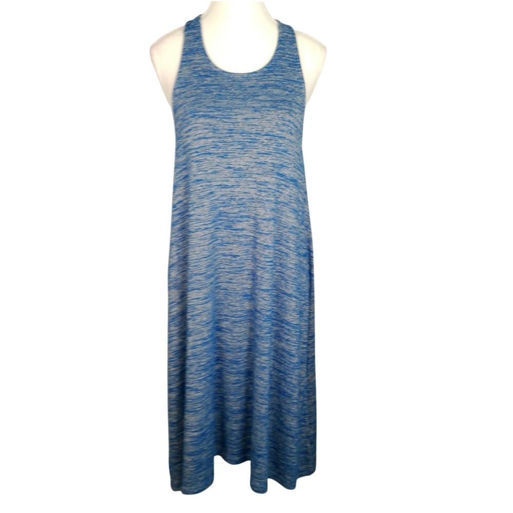 Gap Womens Blue Space Dye Racerback Knit Swing Midi Dress Large L Casual